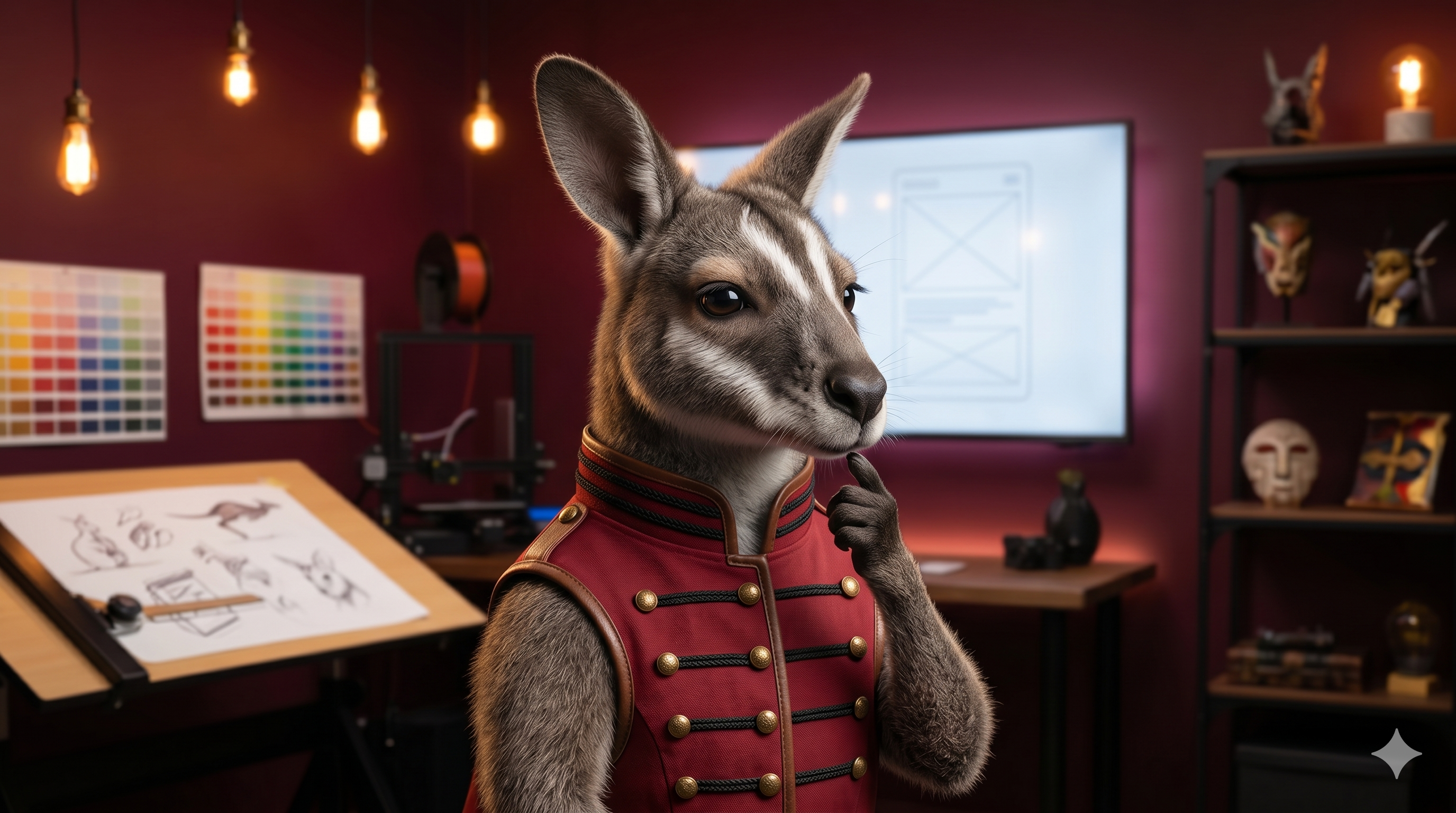 Thoughtful Wallaby in Design Studio